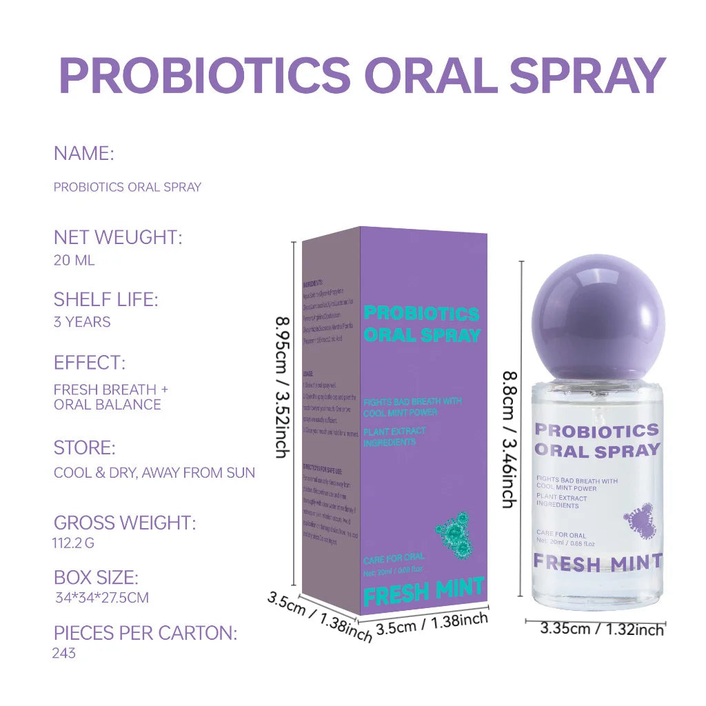 Long Lasting Fresh Mint Oral Spray Portable Mouth Breath Freshener for Adults Freshness Oral Care Products 20ML